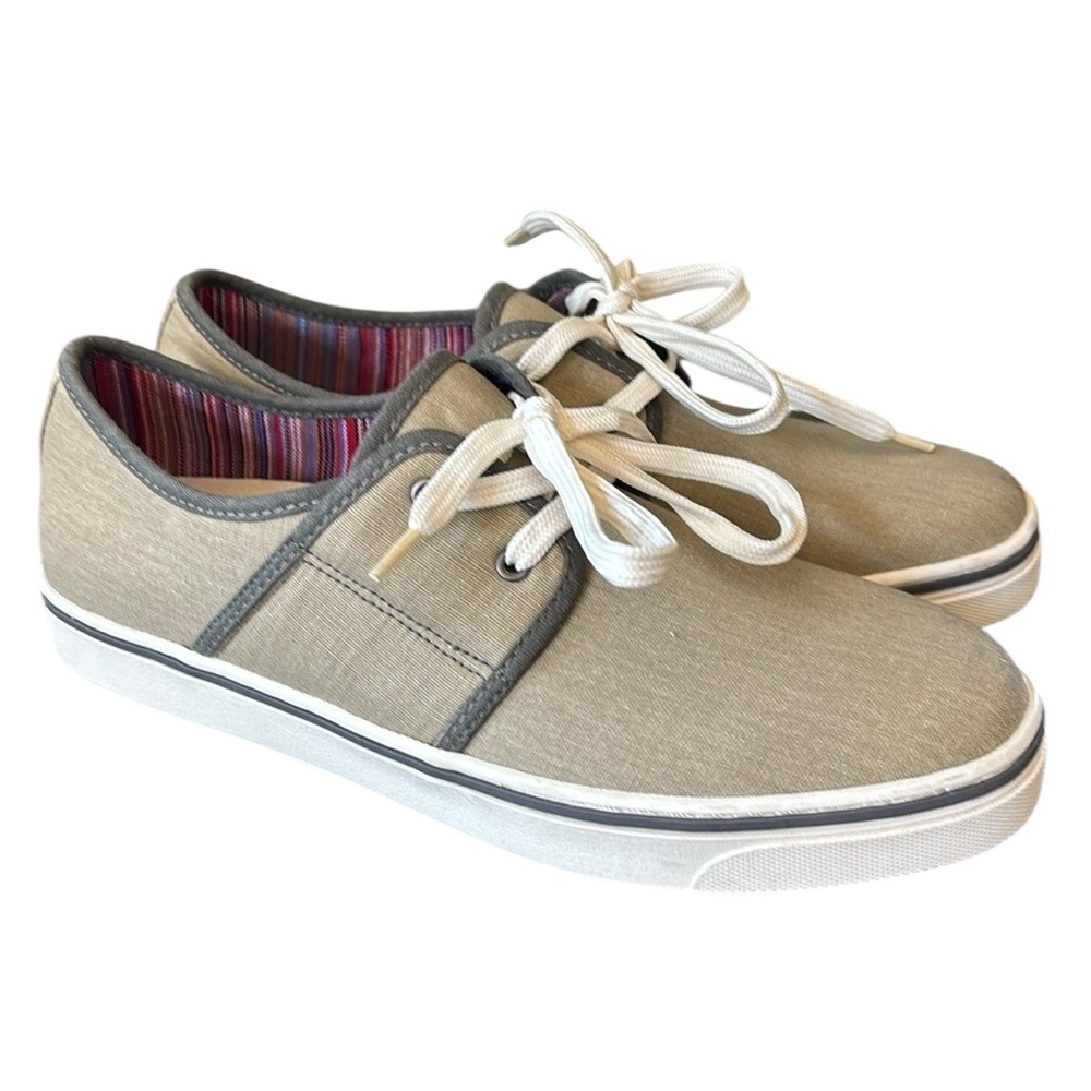 Vionic Bryson Tan Khaki Canvas Lace Up Sneakers‎ Size 9